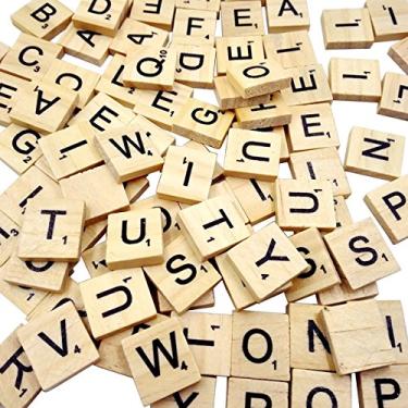 Imagem de Sunnyglade 1000PCS Wood Letter Tiles/Wooden Scrabble Tiles A-Z Capital Letters for Crafts, Pendants, Spelling (1000PCS)