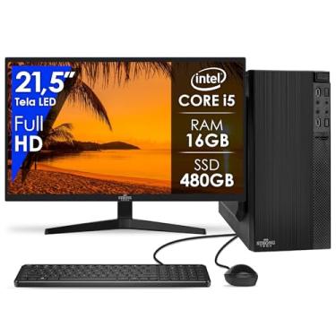 Imagem de Computador Completo Intel Core i5 16GB SSD 480GB Monitor 21,5" 4 Núcleos Super Turbo Pc Hdmi Teclado e Mouse Strong Tech