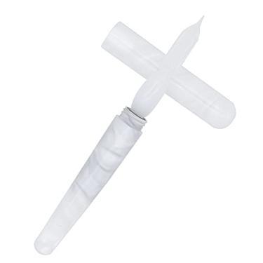 Imagem de SIPLIV Caneta de caligrafia de resina, caneta de vidro, ponta de bolso, para viagem, curta, presente para assinatura de negócios e arte - branca