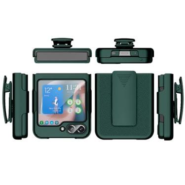Imagem de HIDAHE Capa para Samsung Z Flip 5, Combo Shell & Coldre Slim Shell para Homens com Suporte Integrado + Clipe de Cinto Giratório Coldre Protetor para Samsung Galaxy Z Flip 5 6,7'' 2023, Verde