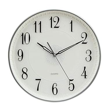Imagem de Relógio de parede 33 cm Relógio de parede para casa silencioso sala de estar quarto tridimensional em relevo simples moderno relógio de quartzo relógios de parede decorativos (cor: prata, tamanho: 33