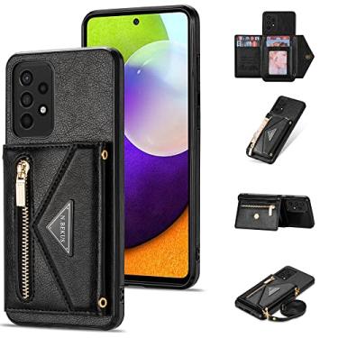 Imagem de Furiet Capa carteira compatível com Samsung Galaxy A53 5G com suporte para cartão de crédito e alça de ombro couro PU bolso com zíper capa carteira flip para A 53 G5 53A SM A536U 6,5 polegadas 2022