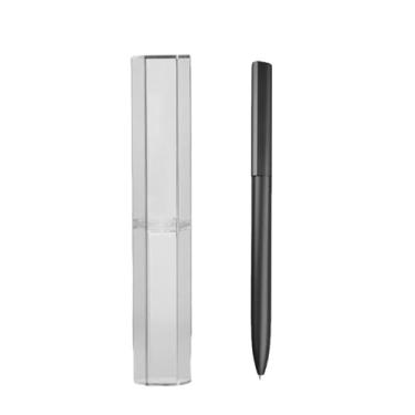 Imagem de Joucien 1 caixa de caneta neutra giratória preta de metal de 0,5 mm, caneta neutra preta executiva - caixa de presente preta obsidiana refil de caneta preta