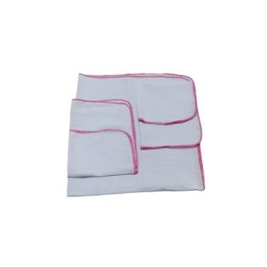 Imagem de Kit Fralda 3 pçs com 1 Fralda de Ombro 70x70 cm e 2 Toalhas de boca 35x35 cm (Pink)