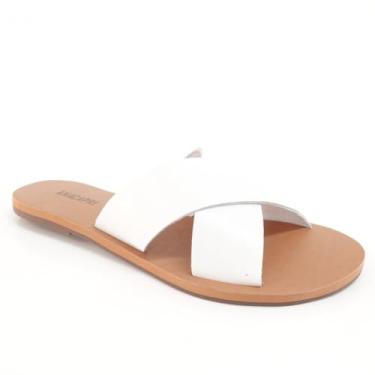 Imagem de Rasteira Branca Couro Tiras Cruzadas 39