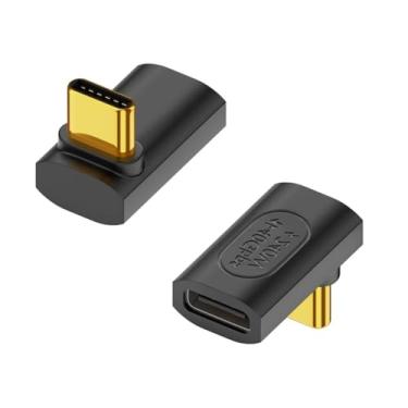 Imagem de Duttek Adaptador USB C de ângulo reto de 90 graus 240 W, 40 Gbps USB C macho para fêmea adaptador extensor compatível com Thunderbolt 4 para Steam Deck, MacBook, Switch, iPhone 15, 2 unidades