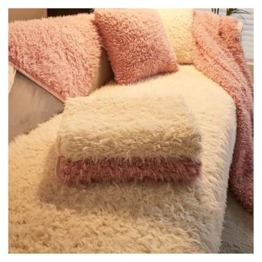 Imagem de Almofadas de sofá de pelúcia, sofá de 1 2 3 4 lugares, capa de sofá em forma de L, almofadas de sofá antiderrapantes espessadas de inverno, capa de sofá para cachorro de estimação(White,90 * 210cm)