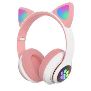 Imagem de Fone De Ouvido Orelha Gato Bluetooth Led Headphone para crianças e adu
