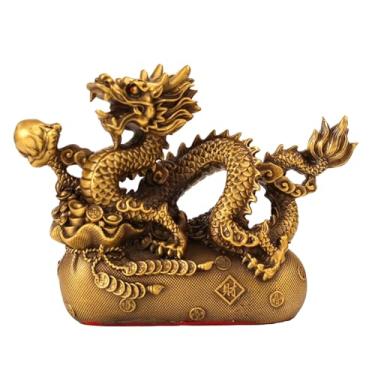Imagem de ESTINTENG Criação de cobre completo de artesanato de dragão de riqueza, sala de estar, decoração de mesa de varanda - No. 1 dragão Jubaobu