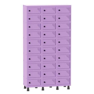 Imagem de Armário Porta Objetos de Aço 3 Vãos 30 Portas Pitão Pandin 1,90 m Lilá