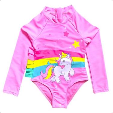 Imagem de Maiô Meninas Manga Longa Infantil Bebe Com Proteção Uv50 Maio - Anj Mo