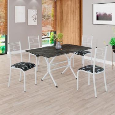 Imagem de Conjunto Sala de Jantar Mesa Retangular 120x75cm Tampo Pedra Ardósia I