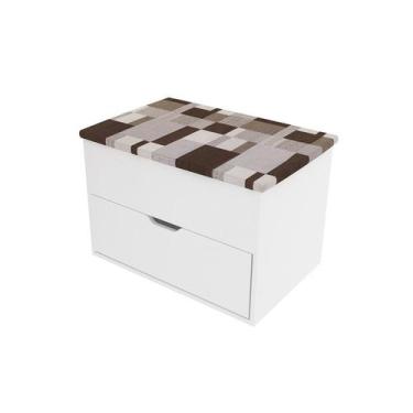 Imagem de Puff Baú Organizador 68x49,5x45 cm Branco Tecido 1013 - Tecnomobili