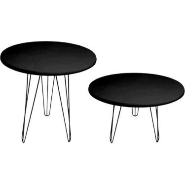 Imagem de Kit 2 Mesas Yumi 45cm Hairpin 1/4 Triplo 60cm 30cm - Jthome, Preto