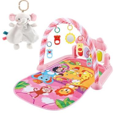Imagem de Kit Tapete Infantil Musica Rosa + Naninha Anti Alergica 30cm - Color B
