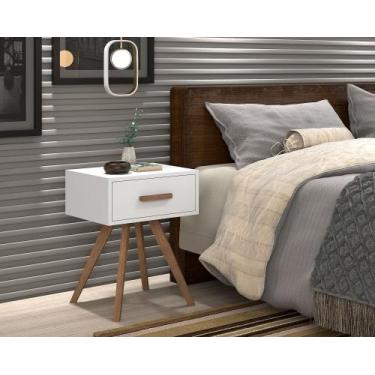 Imagem de Mesinha De Canto Classic Cabeceira Gaveta Madeira 4 Pés - D+Mob, Branc