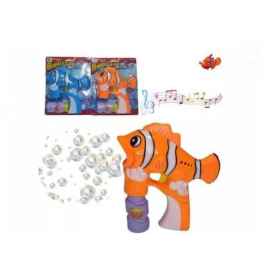 Imagem de Brinquedo Lança Bolhas De Sabão Peixe Palhaço Nemo Laranja C/ 2 Refis 