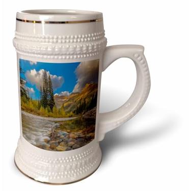 Imagem de 3dRose McDonald Creek com a parede do jardim no parque nacional da geleira, Montana - Caneca de Stein, 530 ml, 650 ml, branca