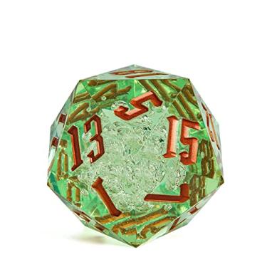 Imagem de Poludie 55mm 20 Sided DND Dice, Giant D20 D&D Polyhedral Dice Large D20 with Die Gift Box for Dungeons and Dragons, RPG Table Games (Transparent Green Bubbles)