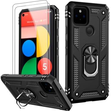Imagem de LUMARKE Capa para Google Pixel 5 com protetor de tela, capa protetora de grau militar testada contra quedas de 4,9 m com suporte magnético compatível com suporte de carro, cor preta