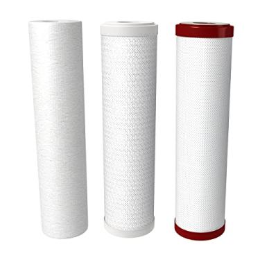 Imagem de Kit de cartucho de substituição de filtro de água AquaticLife de 25,4 cm, bloco de carbono e carbono mais cloramina para sistema RODI Unidade de filtragem de desionização de osmose reversa