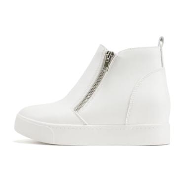 Imagem de Soda Taylor Bota de salto alto invisível com sola anabela e zíper lateral, Poliuretano branco, 8.5