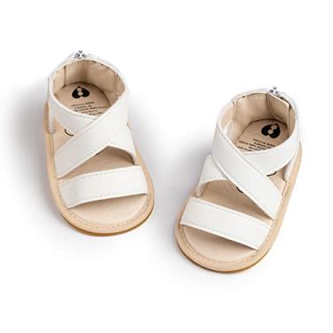 Imagem de Babelvit Sandálias para bebês meninas meninos conforto premium verão ao ar livre casual praia sapatos com laço de flor antiderrapante sola de borracha recém-nascido pré-andador primeiro sapato de