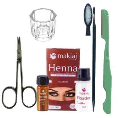 Imagem de Kit Rena sobrancelha Designer Profissional Henna makiaj com tesoura na