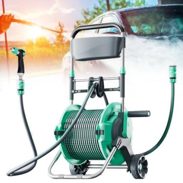 Imagem de Mangueira retrátil de carretel automático, carretel de mangueira de jardim retrátil montado na parede, rolos grandes, 10 m/15 m/20 m/25 m/30 m/40 m/50 m, com fivela de armazenamento, com caixa de