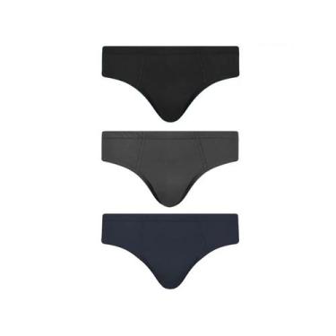 Imagem de Kit Cueca Selene Slip 3 Peças 11910 Preto/Marinho/Mescla, EG, Preto, M