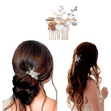 Imagem de Grinalda Cabelo De Noiva Arranjo Acessório Enfeite Coque A15 - Milly -