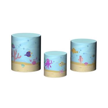 Imagem de Trio De Capa Cilindro - Fundo do Mar Peixes Cute 002 - Via Cores