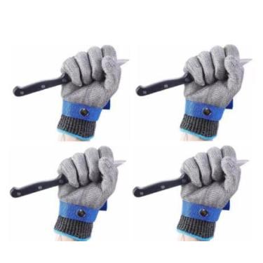 Imagem de Kit c/ 04 Luvas Anti Corte Açougueiro Malha Inox Grau 9  - lv