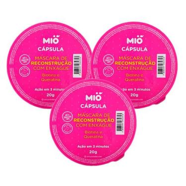 Imagem de Kit 3 Máscara de Reconstrução Capilar Mió Biotina e Queratina Cápsula 