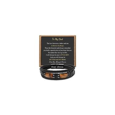 Imagem de x:li x:li para homens Pai, namorado, filho, neto, irmão, amo-te, eterno, olho de tigre, pedra do dia dos pais, aniversário, aniversário, Natal, joia preta, 19 cm, 9 inches, Couro, Sem pedras preciosas
