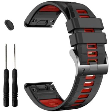 Imagem de EZMVZKU Pulseira de silicone de ajuste rápido de 22 mm para Fenix 8 de 47 mm/Fenix 7/6/5/7 Pro/6 Pro/5 Plus/E, pulseiras esportivas para Garmin Forerunner 965 955/tactix 8 AMOLED/Approach S70 47