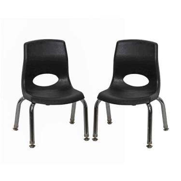 Imagem de Cadeira infantil Factory MyPosture Plus de 20 cm, preta com pernas cromadas, pacote com 2, solução de assento ergonômica empilhável para salas de aula e escolas domésticas