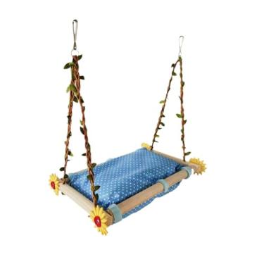 Imagem de IEUDNS Rede para gaiola de pássaros, poleiros para pássaros, brinquedo de gaiola, treinamento de madeira e mastigação, suporte de rede para periquito, cama, Azul