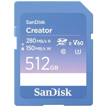 Imagem de SanDisk Cartão SD UHS-II Creator de 512 GB, velocidades de leitura de até 280 MB/s, para câmeras DSLR e sem espelho, 4K UHD, vídeo 6K, V60, 1 mês de Adobe Creative Cloud incluído - SDSDXEP-512G-GNCIS