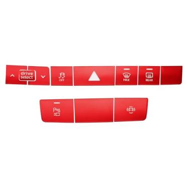 Imagem de TUCKBOLD Adesivo de interruptor de alarme de tampa de botões de controle central para Audi A6 A7 2019-2024 acabamento interior do console estilo vermelho 1 conjunto