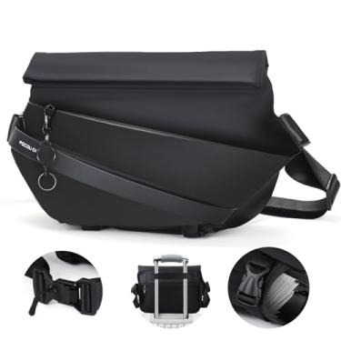 Imagem de Obsidian Sling Bag - Bolsa tiracolo de couro fosco impermeável com fivela magnética de liberação rápida, Preto, Estilo A