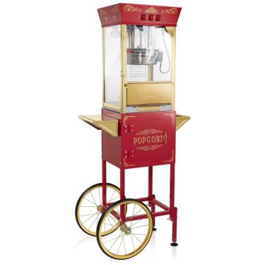Imagem de Carrinho de Pipoca Retrô com Panela de 280g e Produz até 10,8 kg de Pipoca, 110V 850W, OLDE MIDWAY, Vermelha