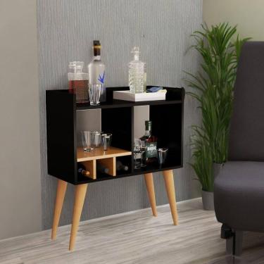 Imagem de Aparador Retrô Porta Bebidas E Decoração Sala De Estar Preto