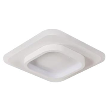 Imagem de Lampada de Teto Moderna Plafon Sobrepor de LED Estilo Quadrado para Sala Quarto Cozinha Varanda Corredor Preto Branco Decoração (Branco)