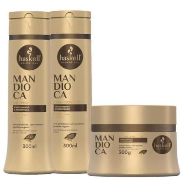 Imagem de Kit haskell mandioca shampoo condicionar 300ml mascara 300g