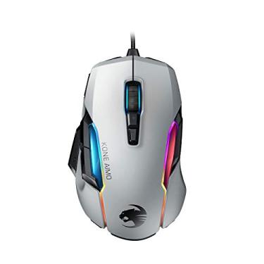 Imagem de ROCCAT Kone AIMO Mouse para jogos de PC remasterizado, óptico, iluminação retroiluminada RGB, 23 teclas programáveis, memória integrada, aperto de palma, sensor de olho de coruja, ergonômico, iluminação LED, ajustável a 16.000 DPI-branco