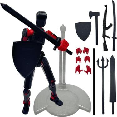 Imagem de QAONIE Figura De Ação Impressa Em 3D Manequim De 5,54 Polegadas13/T13/Nova13, Brinquedo Móvel Mecânico De Corpo Inteiro, Vários Acessórios, Figura Pintada À Mão, Decoração De Mesa (Preto)
