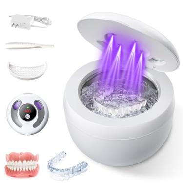 Imagem de Limpador de retentor ultrassônico 45 kHz limpeza de retentor 200 ml limpador dental 4 modos de limpeza com temporizador digital retentor limpador para dentaduras. Aparelhos de joias escovas de dentes