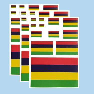 Imagem de Ruoming Ruoming Conjunto de adesivos da bandeira nacional, vários tamanhos, 3 folhas (Maurício)