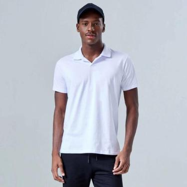 Imagem de Camisa Polo Masculina Malha Basicamente Ref. 118515, Branco, GG